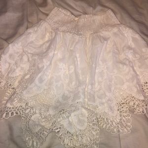 Light weight white lace shorts